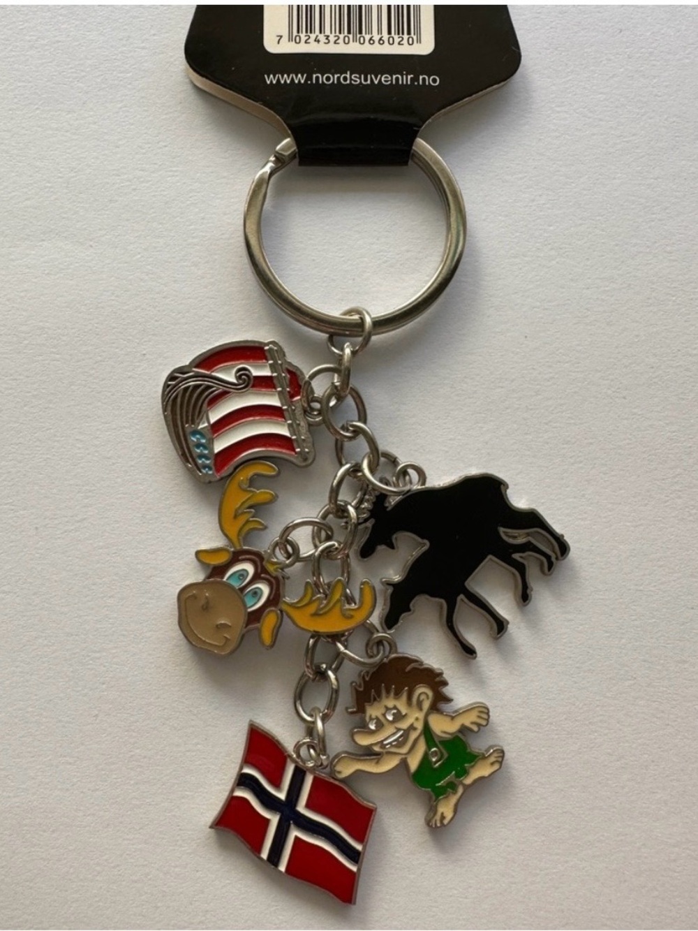 Norway Souvenir Charm Keychain Bag Charm feat. Viking Ship, Moose, Troll, Flag